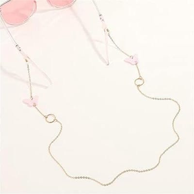 Bril Ketting - Leesbril Houder - Zonnebril Decoreren - Antislip Brilclips - 70CM - Roze Vlinder