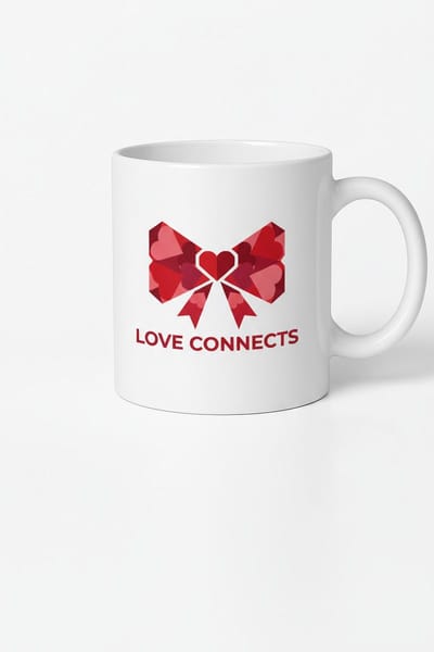 Unieke 'Love Connects' Mok met Harten Strik Design - Liefdes Mok - Valentijn Cadeau
