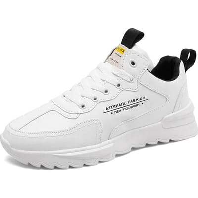 Nouvelles Baskets de Mode Décontractées Blanches Homme Cuir de Haute Qualité Chaussures pour Homme Augmenter la Marche Lacets École Homme Chaussures de Créateur 43 white