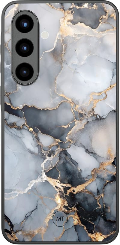 Hoesje geschikt voor Samsung Galaxy A56 - Marble mist - Hard Case Zwart Back Cover - Marmer - Grijs - Mooie Telefoonhoesjes
