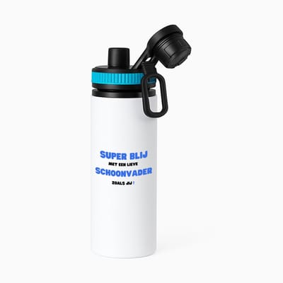 Hacebo® - super blij met een lieve schoonvader zoals jij waterfles met draaidop blauw - Papa - de liefste schoonvader - vader cadeautjes - vaderdag - verjaardag - geschenk - kado - water fles - 850ML