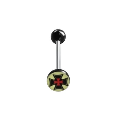 Aramat Jewels | Tongpiercings | Stalen tongpiercing met acryl logo | Doodskop-kleurig | |7mm | Staal | Volwassenen | Verkleurd niet