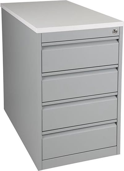 Praktische standcontainer 3 lades diep 60CM kleur Aluminium (RAL9006) topblad Lichtgrijs