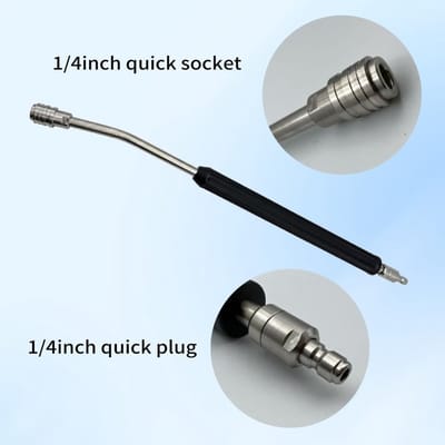 Hogedrukreiniger Verlengstuk - Reinigingsstang - Moeilijk Bereikbaar - Zelfborgend Ontwerp - 41 cm - Zilver