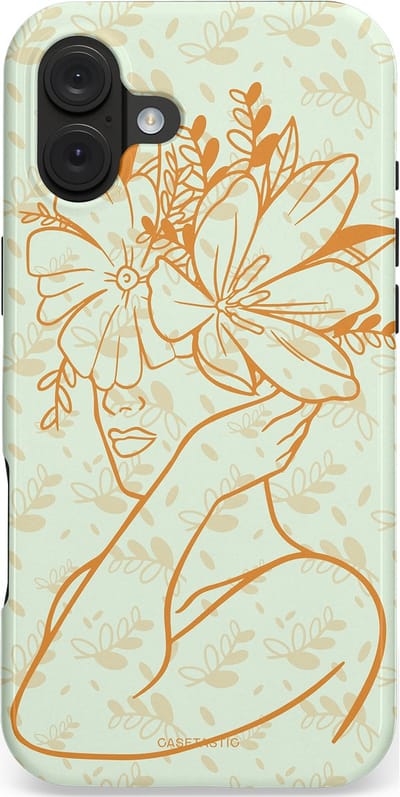 Casetastic hoesje geschikt voor Apple iPhone 16 Plus - MagSafe - Dubbellaagse bescherming - Minimal Bloom - Fashion Case - Crème Lichtgrijs