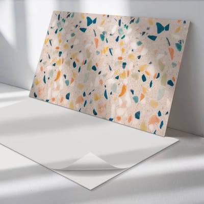 Wallfluent Vinyl Wandpaneel - Patroon met kleurrijke fragmenten Zelfklevend Wandpaneel - 100 cm x 50 cm - Grijs PVC wandpaneel - Set van 1 - Rechthoekig Wandbekleding Vinyl - Texturen Wandpaneel - PVC Muurpaneel - Wandpaneel Keuken en Badkamer