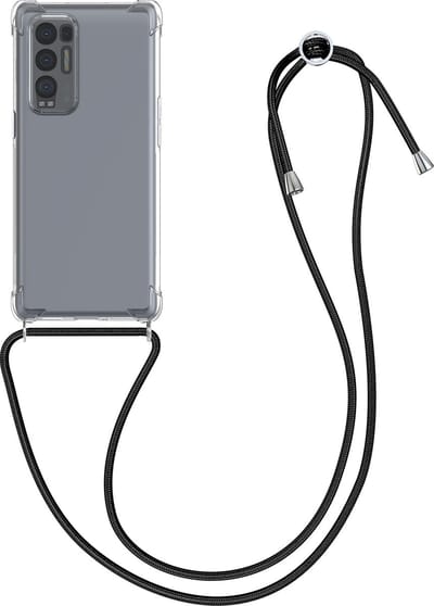 kwmobile telefoonhoesje geschikt voor Oppo Find X3 Neo - Hoesje met telefoonkoord - Back cover in transparant / zwart
