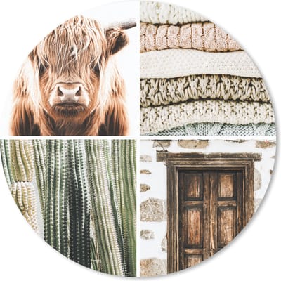 Muismat rond 20x20 cm - Mousepad Schotse hooglander - Cactus - Hout - Ronde muismatten
