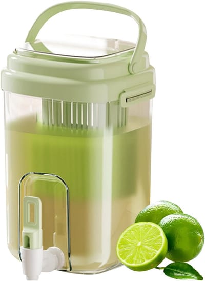 2L Grote Inhoud Drankdispenser met Kraan en Fruit Infuser - Draagbare Koude Waterkan met Handvat Deksel - Lekvrije Drankcontainer voor Limonade IJstee Sap Koelkast Picknick Zomerfeest