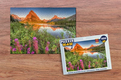Puzzel Paarse bloemen in het Nationaal park Glacier - Legpuzzel - Puzzel 500 stukjes