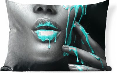 Buitenkussens - Tuin - Lippen - Blauw - Zwart - 50x30 cm