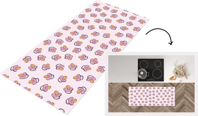 Keukenloper - Loper keuken - Speen - Patronen - Roze - 120x50 cm - Keukenloper vinyl