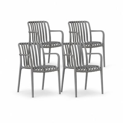 DS4U® - Max tuinstoel - Set van 4 - Grijs - Kunststof - Met armleuning