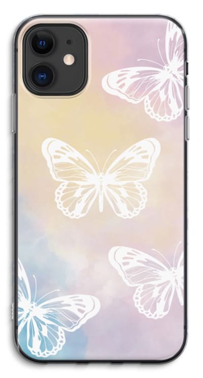 Case Company® - Hoesje geschikt voor iPhone 11 hoesje - White butterfly - Soft Cover Telefoonhoesje - Bescherming aan alle Kanten en Schermrand
