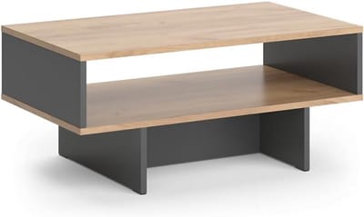 Salontafel met Opbergruimte - Antraciet en Krachtig Eiken - 80 cm Breed