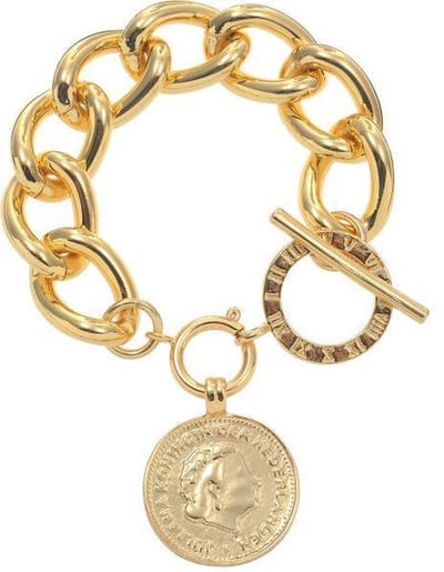 Behave - Goudkleurige armband - Retro look met munthanger