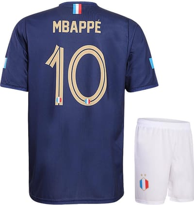 Mbappe Frankrijk Voetbaltenue Thuis - Voetbal Tenue Kinderen - Shirt en Broekje - Jongens en Meisjes - Volwassenen - Heren en Dames - Maat 128