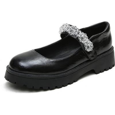Mary Jane Schoenen Dames Nieuwe Retro Jk Uniform Schoenen Dikke Hak Dikke Zool Sponscake Lolita Kleine Pu Leren Schoenen Dames 42 black