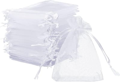 Dailygoods- Organza Tassen 50 Stuks - Witte Organza Tassen - Cadeautassen - Sieraden Tassen - 10 x 15 cm - Lichtgewicht en Robuust - Geschenktassen