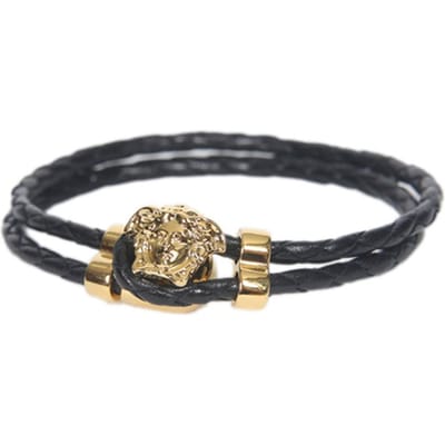 Versace Medusa Leren Armband Zwart Heren Sieraden DG05579-DMTN-D41O Black black