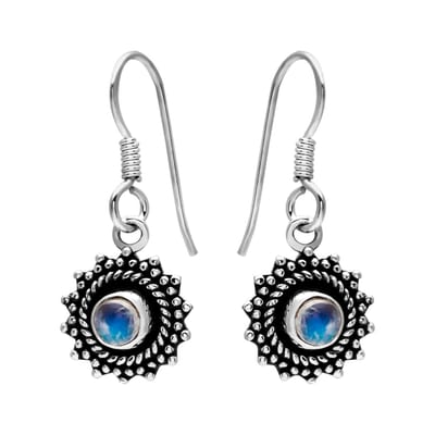 WeLoveSilver - Zilveren oorhangers - Labradoriet - Zon ontwerp