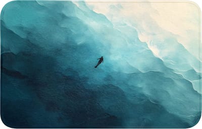 Badmat 80x50 cm - Antislip - Zee - Silhouet - Abstract - Blauw - Badmatten voor badkamer - Badkamermat - Douchemat - Badkamer mat