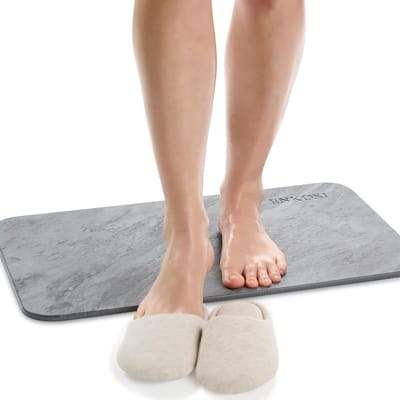 Stenen badmat - Diatomeeënaarde mat - Badkamer droog - Zeer absorberend - 235 x 15 cm - Grijs Marmer