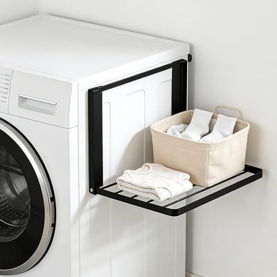 Magnetisch Wasrek - Uittrekbaar Opzetstuk - Wasmachine Organisatie - Sterke Magneetbevestiging - 40.5 x 25 cm - Zwart
