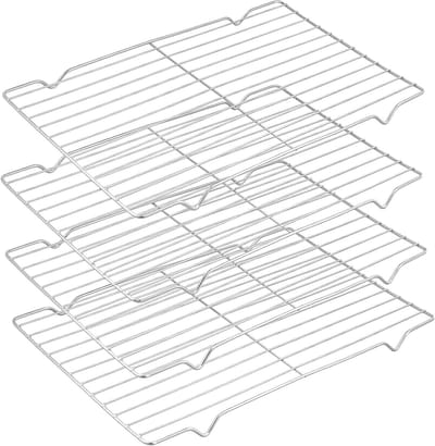 Set van 4 RVS Koelrekken 31 x 20 x 1,5 cm voor Oven, Grillen, Roosteren en Drogen