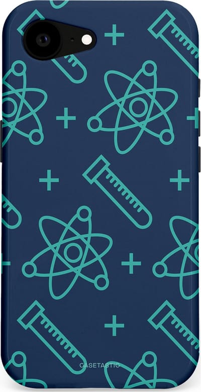Casetastic hoesje geschikt voor Apple iPhone 16e / Apple iPhone 17e - MagSafe - Dubbellaagse bescherming - Atomen Creaties - Fashion Case - Donkerblauw Turquoise