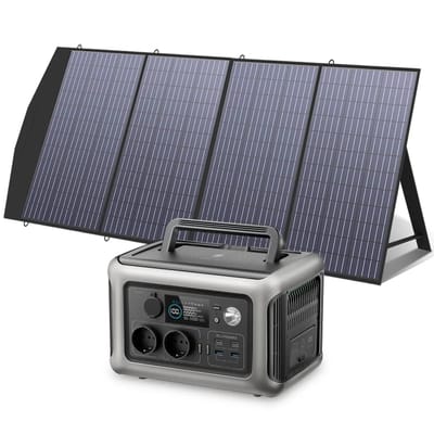 ALLPOWERS R600 Draagbaar Energiestation 600W 299Wh LiFeP04 Accu - R600-Zwart + SP033 200W Zonnepaneel