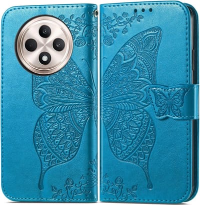 Coverup Hoesje - Geschikt voor OPPO Reno12 F 5G Hoesje - Coverup Vlinder Book Case - Blauw