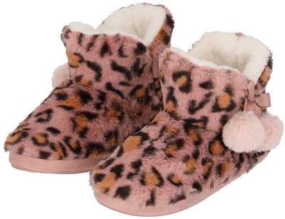 Apollo Pantoffels/sloffen luipaard print - dames - roze - maat 37-38 - dieren sloffen - hoog