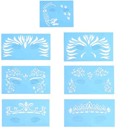Dailygoods- Gezichtsverf Sjablonen 7 Stuks - Herbruikbaar - Flexibel Gebruik - Lichaam/Gezicht Schilderen - Unieke Patronen - Duurzaam Ontwerp - Schilderstencils