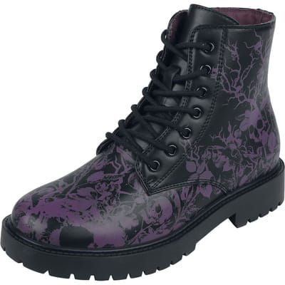 Black Premium by EMP Laars - Boots with Floral Skull Print - EU37 tot EU41 - voor Vrouwen - zwart