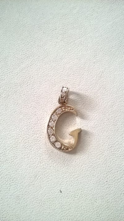 Gemstones-silver letterhanger G 925-sterling zilver en 14 K goudverguld met zirkonia