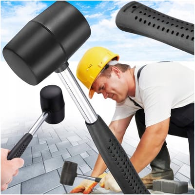 Sterk G-7 Serie - Rubber Hamer Brukarski - 250 mm - Ergonomische Handgreep - Zuur- en Roestbestendig