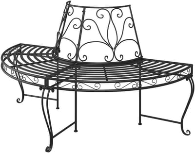Halfronde Boombank - Zitbank Boom - Ontspannen in Tuin - Stijlvol Rond Design - 160 cm - Zwart