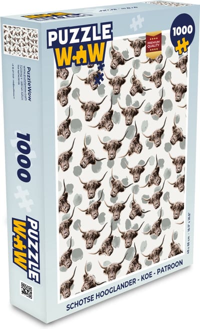 Puzzel Schotse hooglander - Koe - Patroon - Legpuzzel - Puzzel 1000 stukjes volwassenen
