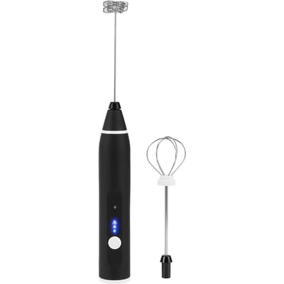 3 Snelheden USB Oplaadbare Elektrische Melkopschuimer Handheld Koffiemixer Roerder Eierklopper L black