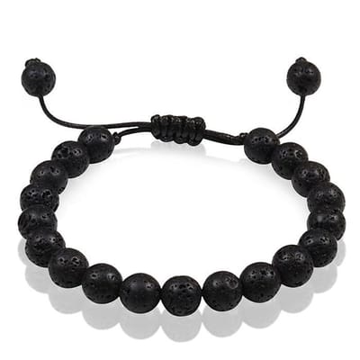 Verstelbare kralen armband Memphis Zwart Lavasteen 8mm