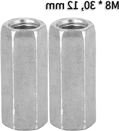 M8 Hex Moeren 30mm, Gegalvaniseerd Koolstofstaal, Set van 10 Stuks, Ideaal voor Industriële Bevestiging en Constructie