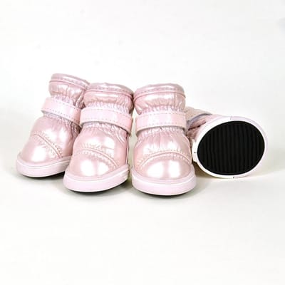 Warme Honden Sneeuwlaarzen Waterdicht Anti-Slip Hondenschoenen Kleine Hond Puppy Kat Winter Fleece Gevoerde Laarzen Slipvaste Huisdierschoenen 4 stuks 1