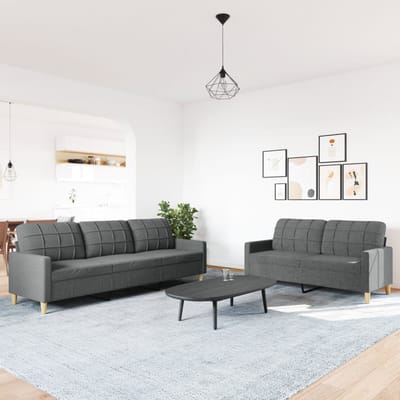 vidaXL - 2-delige - Loungeset - stof - donkergrijs