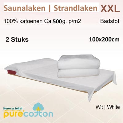 Homéé Saunalaken Strandlaken XXL 500g.m² 100x200cm wit 1 Stuks