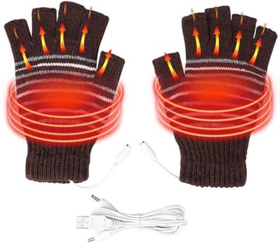 Verwarmde USB Handschoenen voor Winter, Wasbare Halfvinger Handschoenen voor Fietsen, Motorrijden en Skiën, Geschikt voor Mannen en Vrouwen
