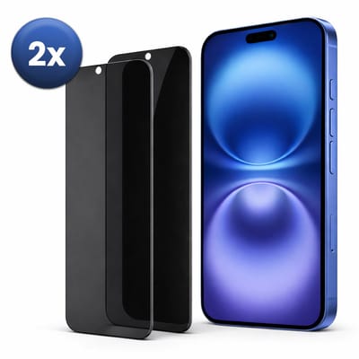 Privacy Screenprotector Geschikt Voor iPhone 15 Plus – Privacy Glass – 2-Pack – Anti-Spy – Gehard Glas 9H – Case Friendly