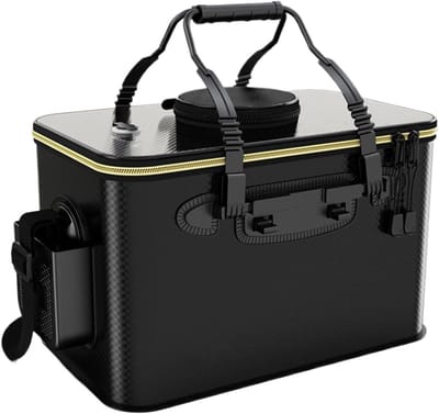 Vis Emmer - Viscontainer Waterdicht - Vissen Buiten - Geoptimaliseerde Zuurstoftoevoer - 50 cm - Zwart