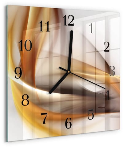 Tulup Wandklok - Abstractie Wandklok Glas Decoratie - 30x30 cm - Veelkleurig Gekleurde Glazen Klok - Zwarte Handen - Vierkante Wandklok - Gekleurde Glazen Klok - Glazen Klok Met Print
