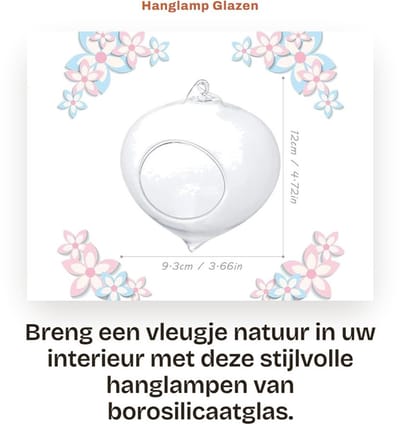 Dailygoods- Hanglamp Slijtvast - Glazen Vaas - Terrarium - Plantenhouder - Bloempot - 9,3 x 12 cm - Plantenhanger